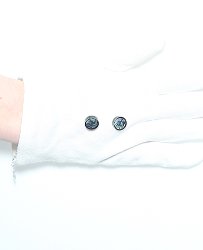 Chanel CC Stud Mother of Pearl Earrings, front view